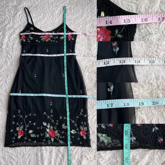 Sue Wong beaded silk floral slip dress with matching scarf wrap Nocturne 6 - Picture 5 of 17